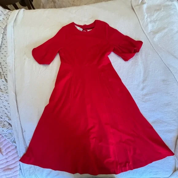 Boden Classic Red Midi Dress w Flutter Sleeves NEW Women US 10R DO132 Red - Picture 5 of 16